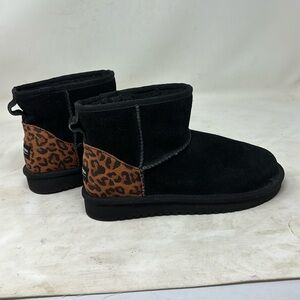 Koolaburra by UGG leopard cheetah suede fur winter slip on boots size 6